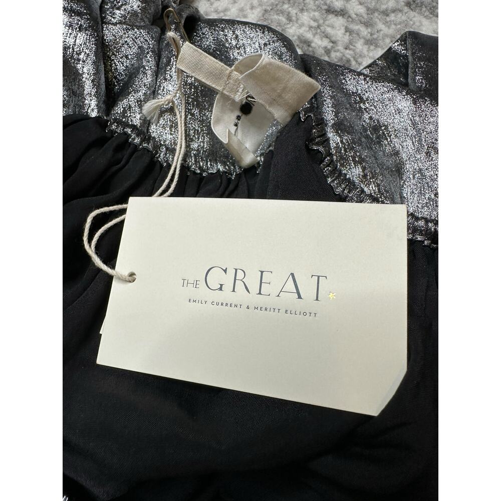 THE GREAT Silver Glam The Palmette Blouse Top Women's Size 2 US‎ Medium NWT - Picture 9 of 11
